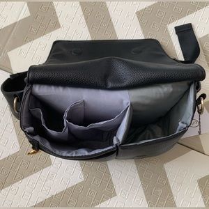 Black Pebbled Crossbody Camera Bag with Organizer